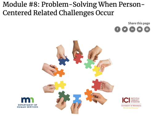 Landing page for module 8, problem-solving when person-centered related challenges occur